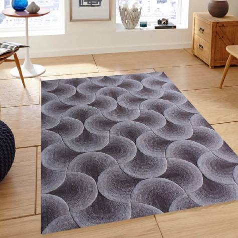 Designer Grey and White Abstract Swirl Carpet with Textured Rings Manufacturers, Suppliers, Exporters in Singapore
