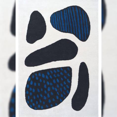 Modern Black Blue and White Abstract Organic Shape Area Rug Manufacturers, Suppliers, Exporters in Singapore