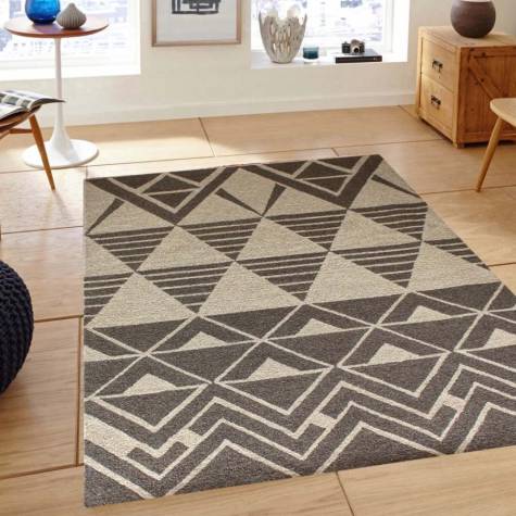 Soft Plush Brown Beige Triangle Pattern Area Carpet Modern Look Manufacturers, Suppliers, Exporters in Singapore