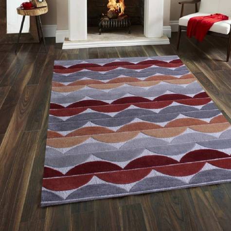 Trendy Wavy Line Carpet in Red Grey and Brown Shades Manufacturers, Suppliers, Exporters in Singapore